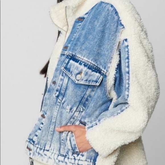 NWOT Blank NYC Bear Hug Jean Denim Sherpa Jean Jacket Small S - Picture 8 of 13